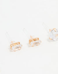 Gold Cubic Zirconia Stud Earrings 3-Pack - link has visual effect only