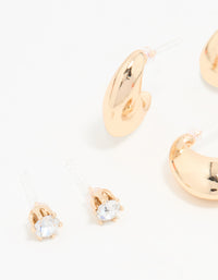 Gold Teardrop Diamante Earrings 3-Pack - link has visual effect only