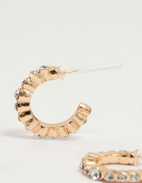 Gold Diamante Stud & Hoop Earrings 4-Pack - link has visual effect only