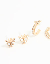 Gold Diamante Pearl Hoop & Stud Earrings 3-Pack - link has visual effect only