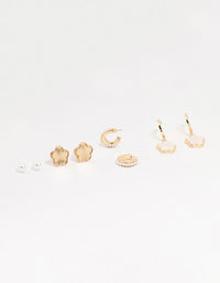 Gold Cubic Zirconia Butterfly Earrings 4-Pack - link has visual effect only