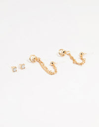 Gold Chain Celestial Earrings 3-Pack - link has visual effect only