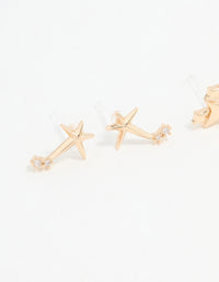 Gold Cubic Zirconia Celestial Stud Earrings 3-Pack - link has visual effect only