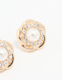 Gold Large Pearl Stud Earrings - link has visual effect only
