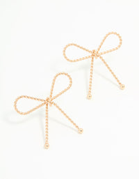 Gold Textured Bow Stud Earrings - link has visual effect only