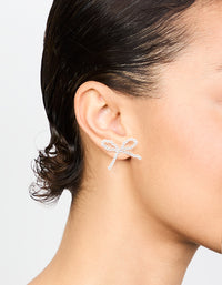 Gold Pearl Bow Stud Earrings - link has visual effect only