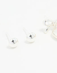 Silver Bow & Heart Stud Earrings 3-Pack - link has visual effect only