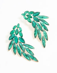 Rose Gold Green Stone Stud Earrings - link has visual effect only