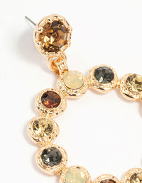 Gold Multi-Coloured Stone Circle Drop Earrings - link has visual effect only