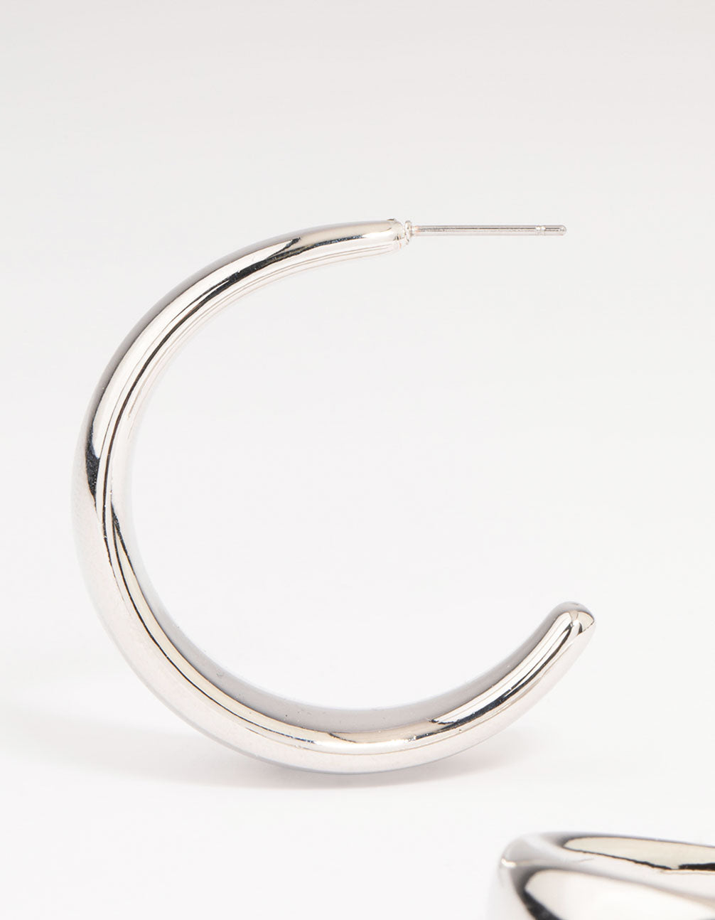 Silver Tapered Hoop Earrings
