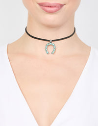 Silver Cord Turquoise Horseshoe Choker Necklace - link has visual effect only