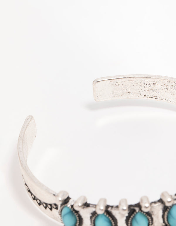 Antique Silver Turquoise Western Wrist Cuff