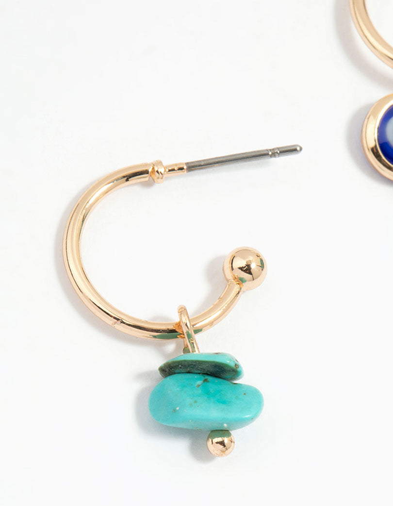 Gold Mixed Sea Hoop Earrings 6-Pack