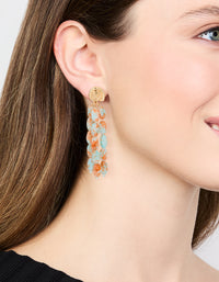 Orange & Blue Beaded Swirl Triple Drop Earrings - link has visual effect only