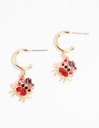 Gold Diamante Mini Crab Drop Earrings - link has visual effect only