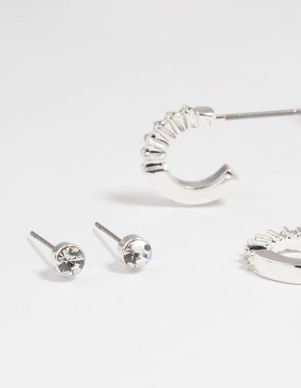 Silver Flower & Butterfly Mixed Earring Stack 6-Pack