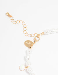 Gold Beaded Pearl Sea Charm Anklet - link has visual effect only