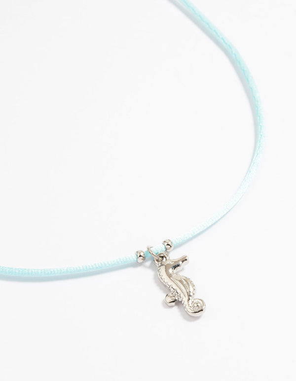 Silver Genuine Shell  Seahorse  Anklets 3-Pack