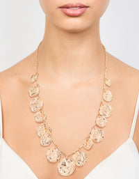 Gold Molten Circle Charm Necklace - link has visual effect only