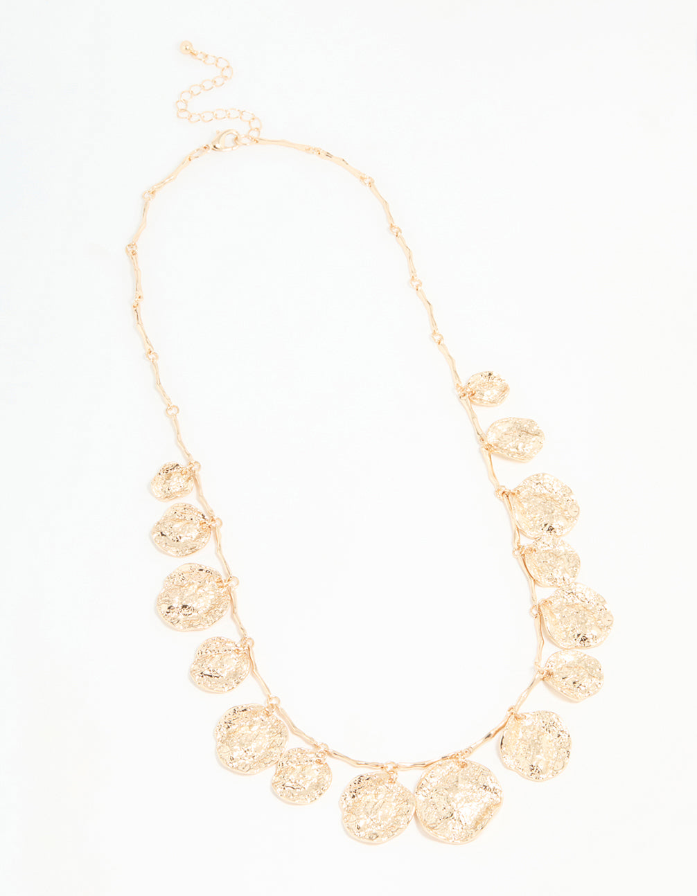Gold Molten Circle Charm Necklace