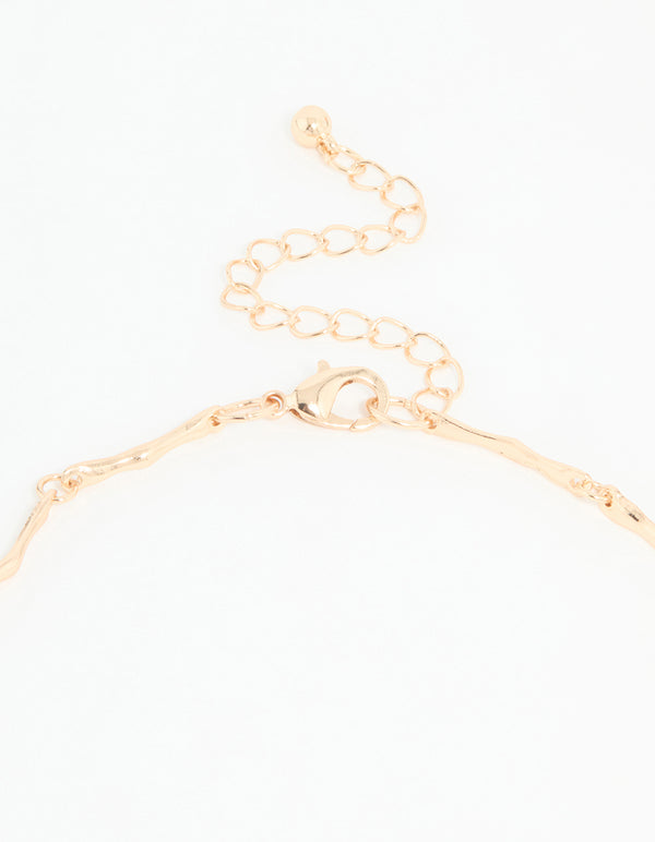 Gold Molten Circle Charm Necklace