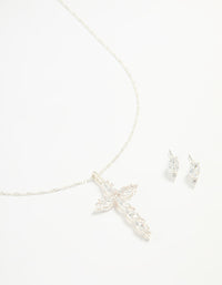 Silver Cubic Zirconia Classic Cross Necklace - link has visual effect only