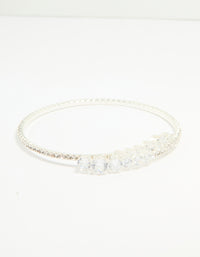 Silver Cubic Zirconia Front Detail Wrist Cuff - link has visual effect only