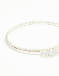 Silver Cubic Zirconia Front Detail Wrist Cuff - link has visual effect only
