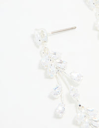 Silver Cubic Zirconia Fan-Shaped Drop Earrings - link has visual effect only
