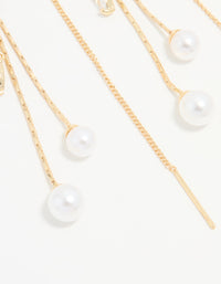 Gold Cubic Zirconia Pearl Leaf Drop Hook Earrings - link has visual effect only