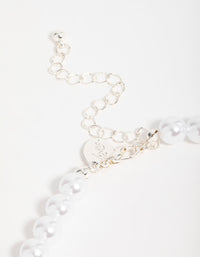 Silver Cubic Zirconia Pearl Short Pendant Necklace - link has visual effect only