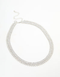 Silver Cubic Zirconia Short Layered Necklace - link has visual effect only