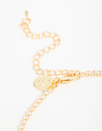 Gold Blue Cubic Zirconia Drop Necklace & Earrings Set - link has visual effect only