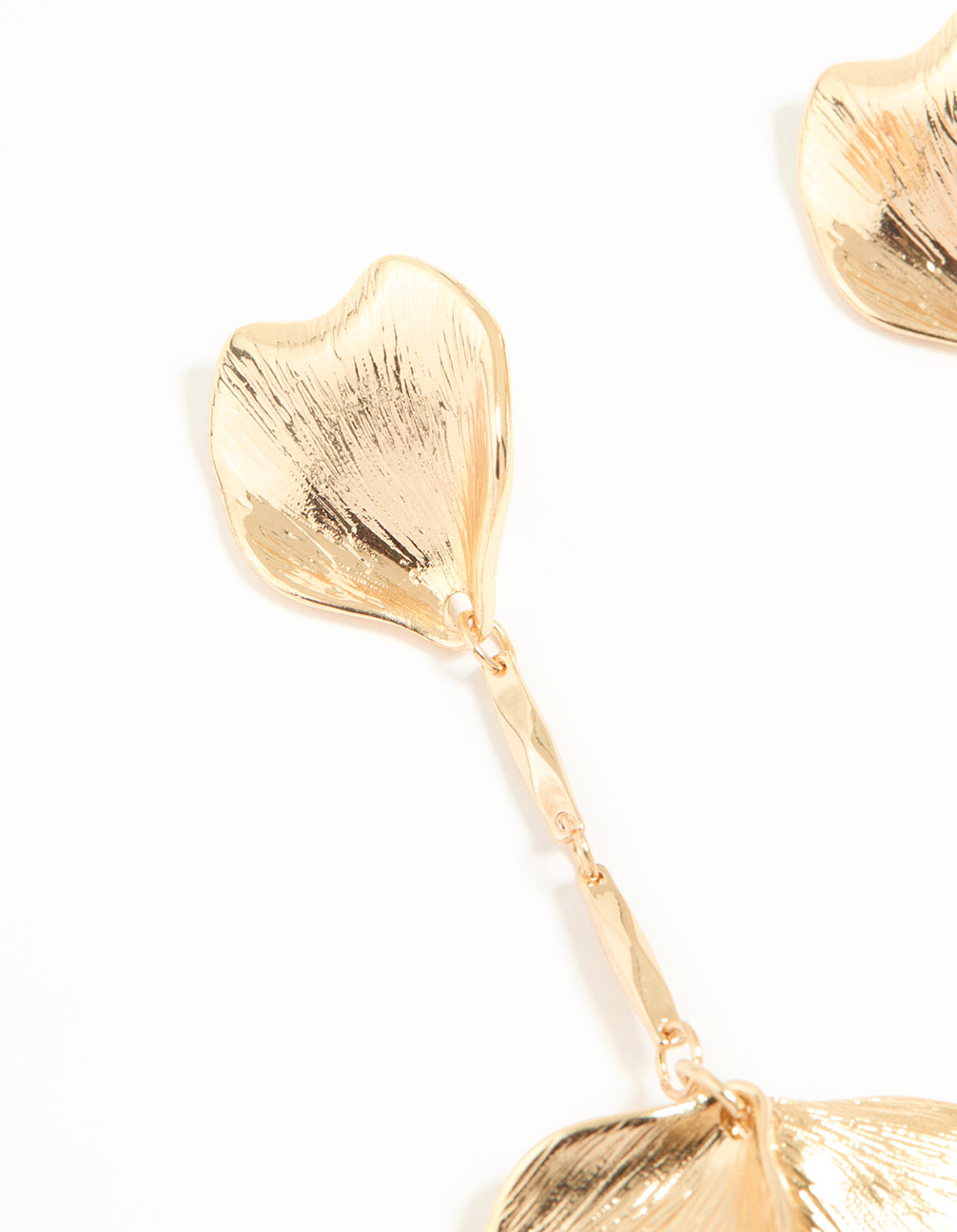 Gold Floral Petal Drop Earrings