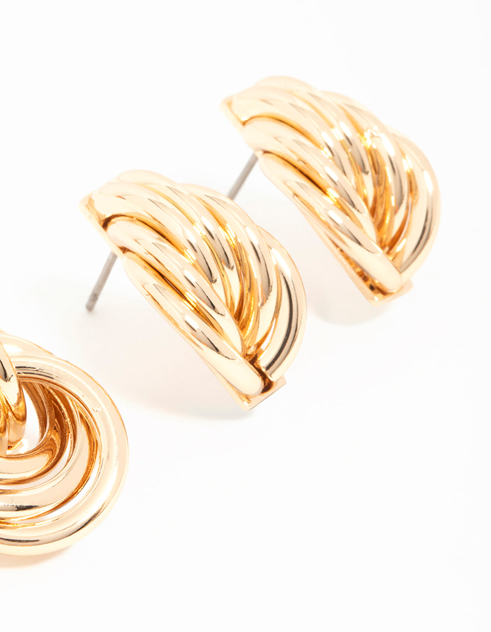 Gold Mixed Size Knot Stud Earrings 2-Pack