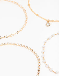 Gold Diamante Drop Bracelets 4-Pack - link has visual effect only
