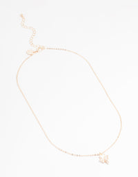 Rose Gold Plated Cubic Zirconia Clover Pendant Necklace - link has visual effect only