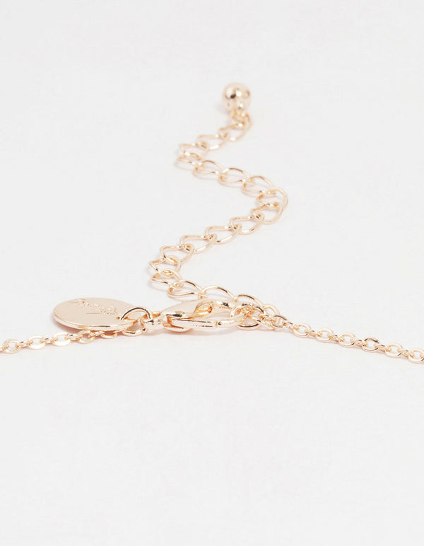 Rose Gold Plated Cubic Zirconia Clover Pendant Necklace