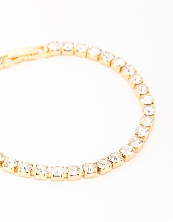Gold Diamante Medium Tennis  Bracelet