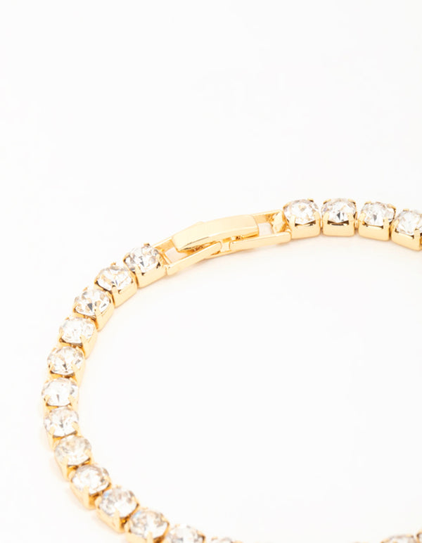 Gold Diamante Medium Tennis  Bracelet