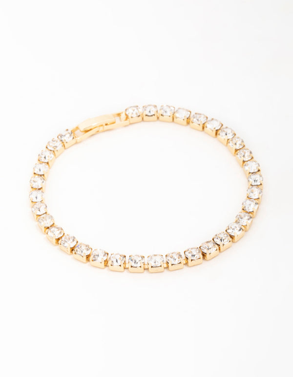 Gold Diamante Medium Tennis  Bracelet