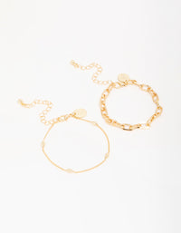 Gold Paperclip Bracelets 2-Pack - link has visual effect only