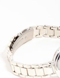 Silver Diamante Round Watch - link has visual effect only