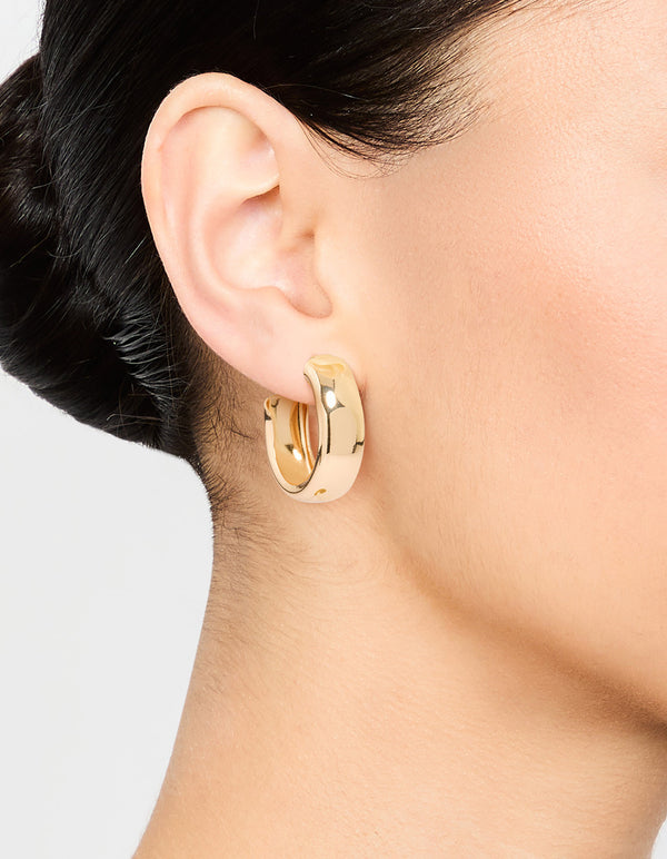 Gold Wide C Hoop Earrings