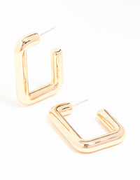 Gold Square Hoop Large Earrings - link has visual effect only