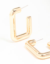 Gold Square Hoop Large Earrings - link has visual effect only