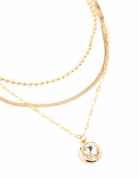 Gold Diamante Pendant Layered Necklace - link has visual effect only