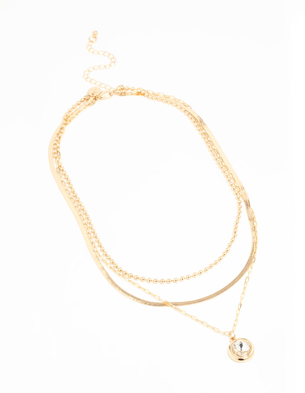 Gold Diamante Pendant Layered Necklace