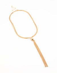 Gold Chain Knotted Tassel Y-Necklace - link has visual effect only