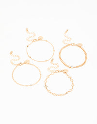 Gold Diamante Flower Bracelets 4-Pack - link has visual effect only